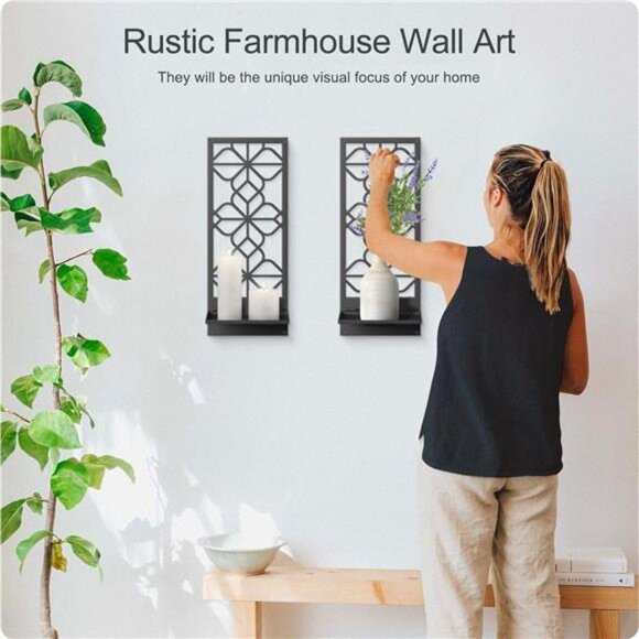 Wall Candle Holder Decor for Living Room Dining Room Bedroom Bathroom - Picture 5 of 8